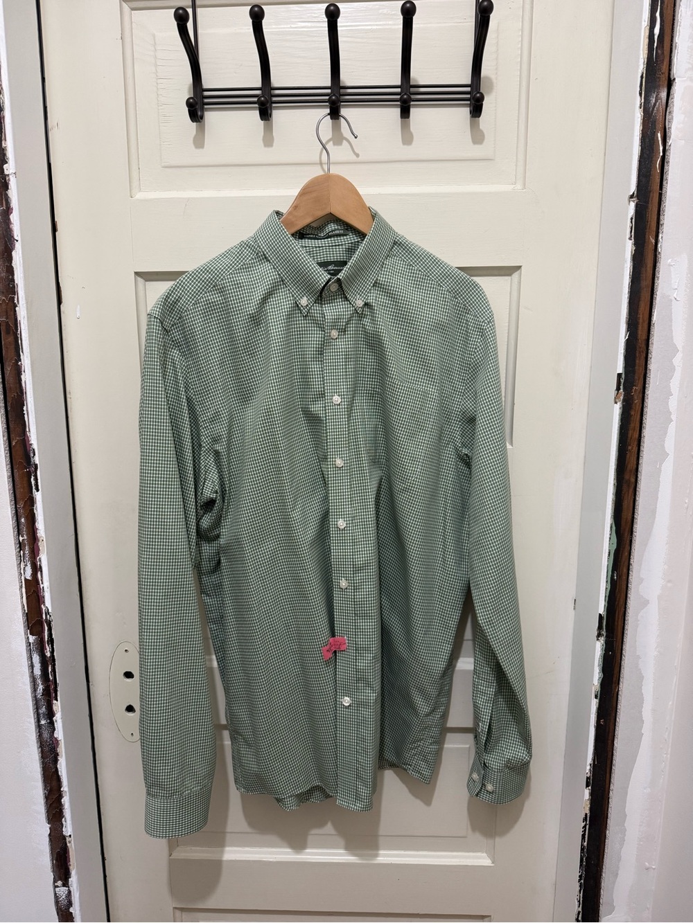 Eddie Bauer Light Green Micro-Check Button-Down Shirt